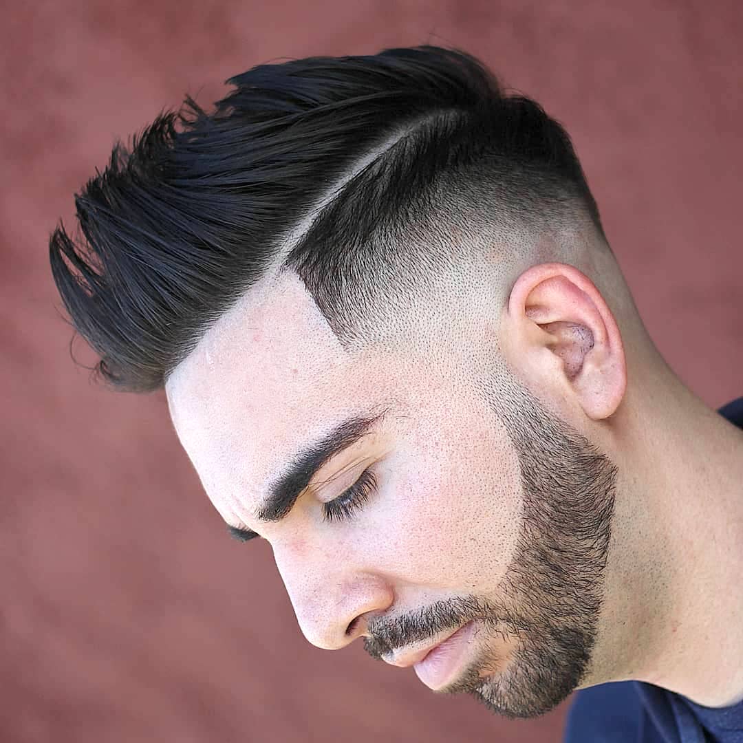 odyzzeuz side part pompadour menns hårklipp